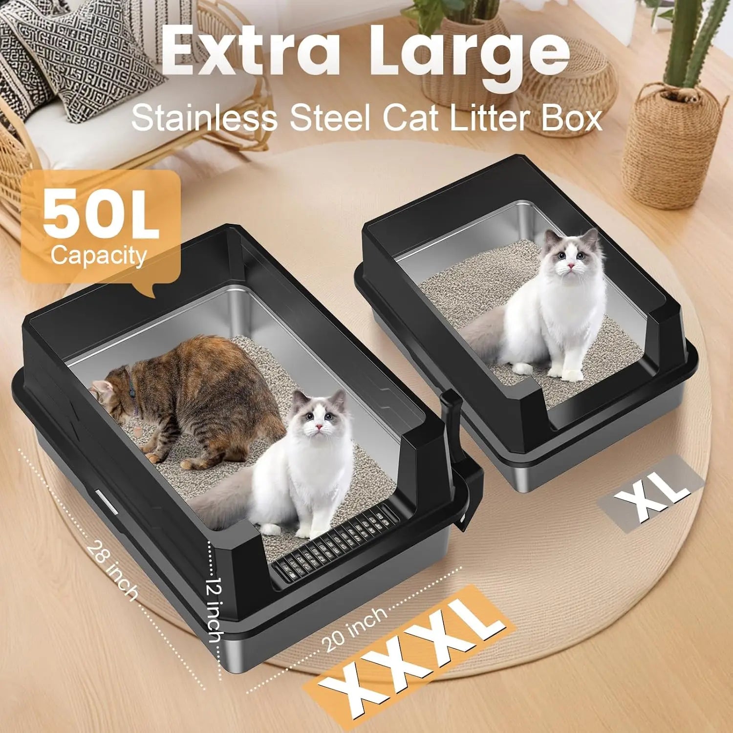 XXXL Stainless Steel Litter Box