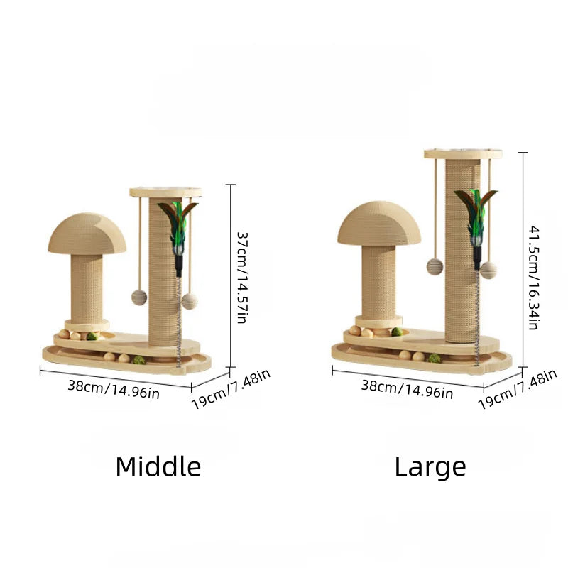 Three-Tier Wooden Cat Scratching Post with Sisal Rope