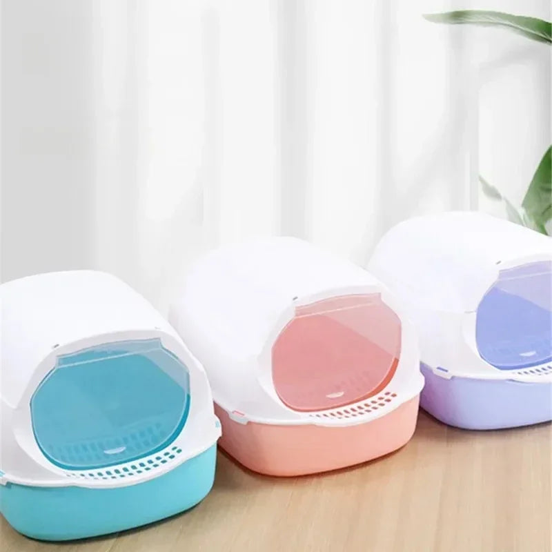 Semi-Enclosed Cat Litter Box