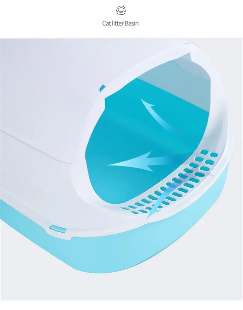 Semi-Enclosed Cat Litter Box
