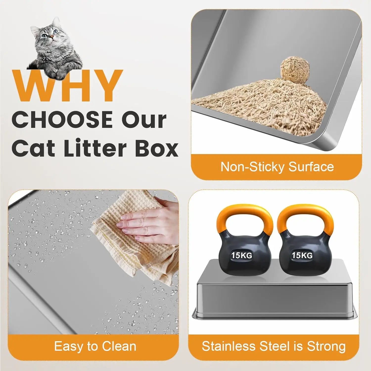 XXXL Stainless Steel Litter Box